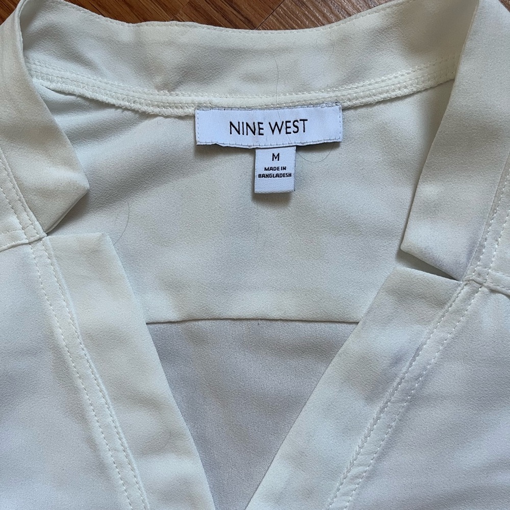 Nine West Ivory V-Neck Blouse